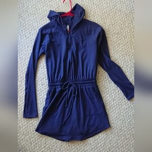 Rae Mode Getting Out Long Sleeve Hoodie Romper in Navy size S